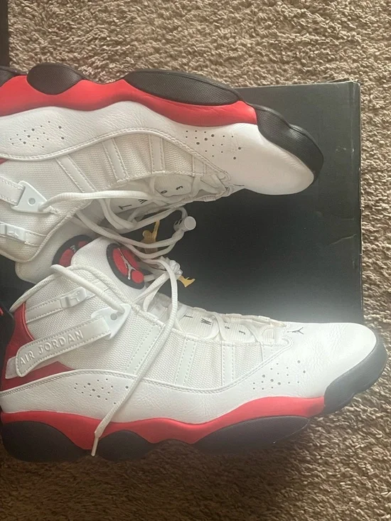 Men’s Red, Black& White Retro-Style Basketball Jordans - Picture 10 of 10